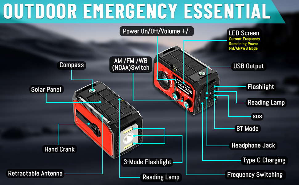 Emergency Weather Radio with sos