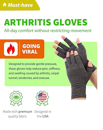 Arthritis Gloves for Women Men Fingerless Compression Brace Hand Wrist Carpal Tunnel Pain Relief