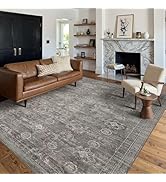Rugxara Area Rugs 5x7 for Living Room Bedroom, Grey Washable Rug, Vintage Retro Boho Rug, Non Sli...