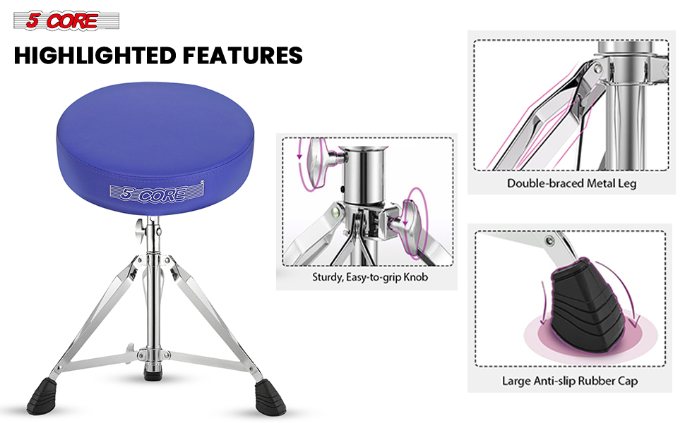 Black Drum Chair,Height Adjustable Heavy Duty Upgraded Drum Stool