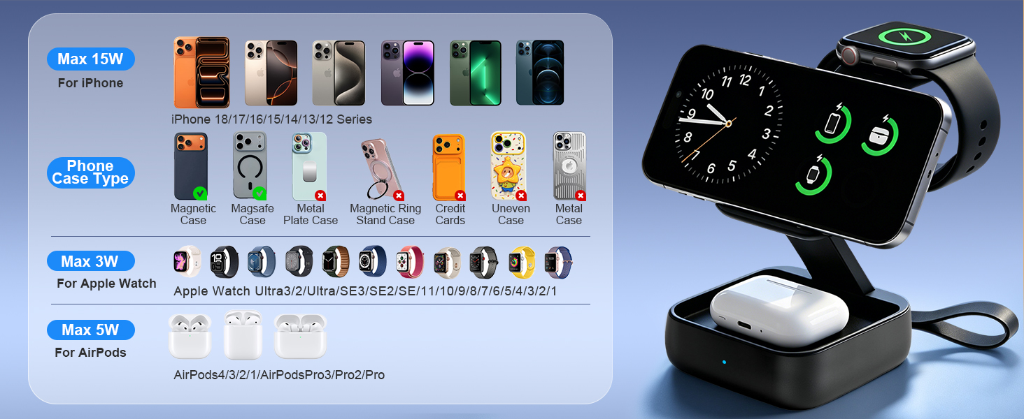 3 in 1 charging station wireless charging station iphone wireless charger iphone watch charger