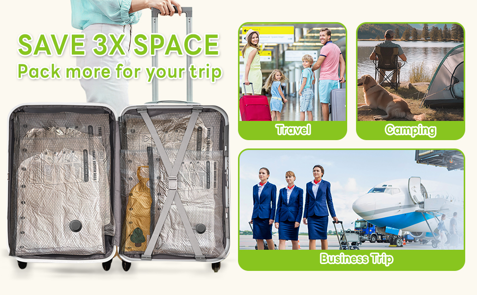 Vacuum Bags for Travel with Rechargeable USB Pump