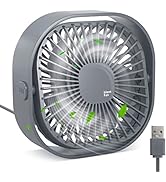 Small USB Desk Fan, 3 Speeds Portable Table Fan, 4 inch Personal Min Fan, Small Cooling Fan by US...