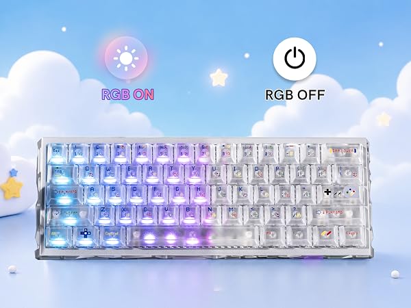 White Clear Keycaps,Frost Jelly Key caps,Pixel Game