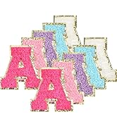 10Pcs Self Adhesive Chenille Letter Patches Iron on Varsity Preppy Letter Patches Stick on Glitte...