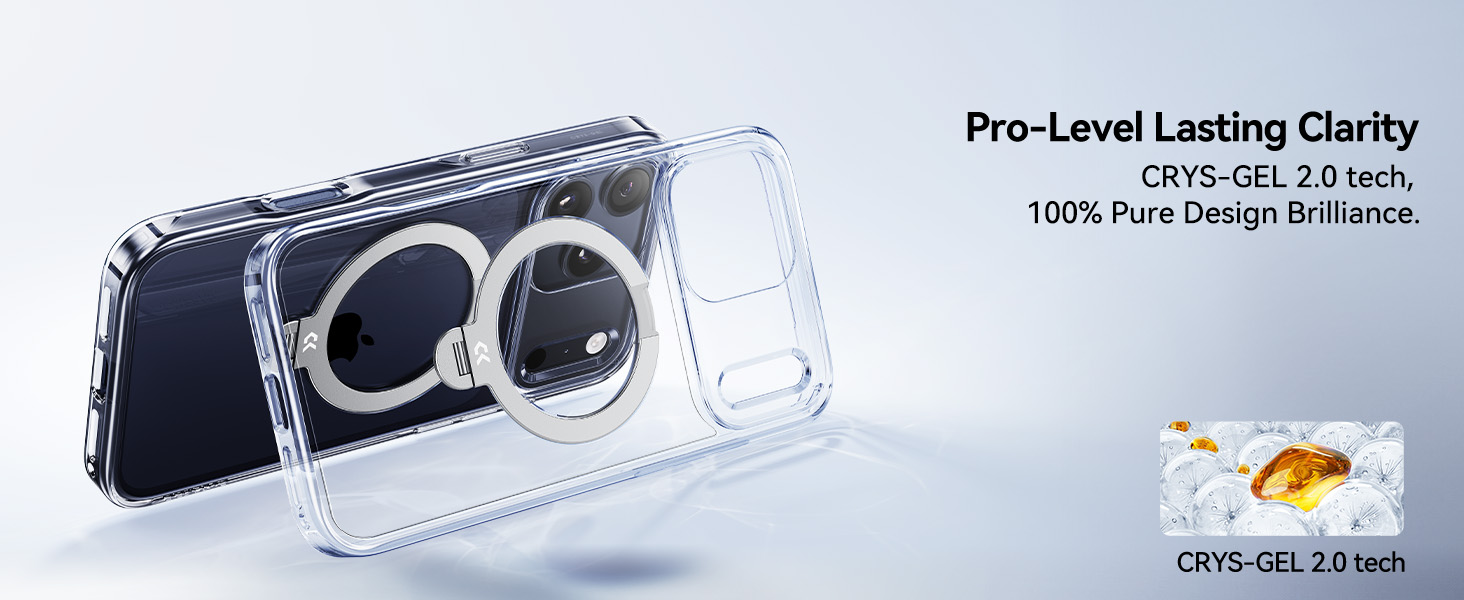 for iPhone 17 Pro Case with 360 Spin Magnetic Stand Slim Polished Clear