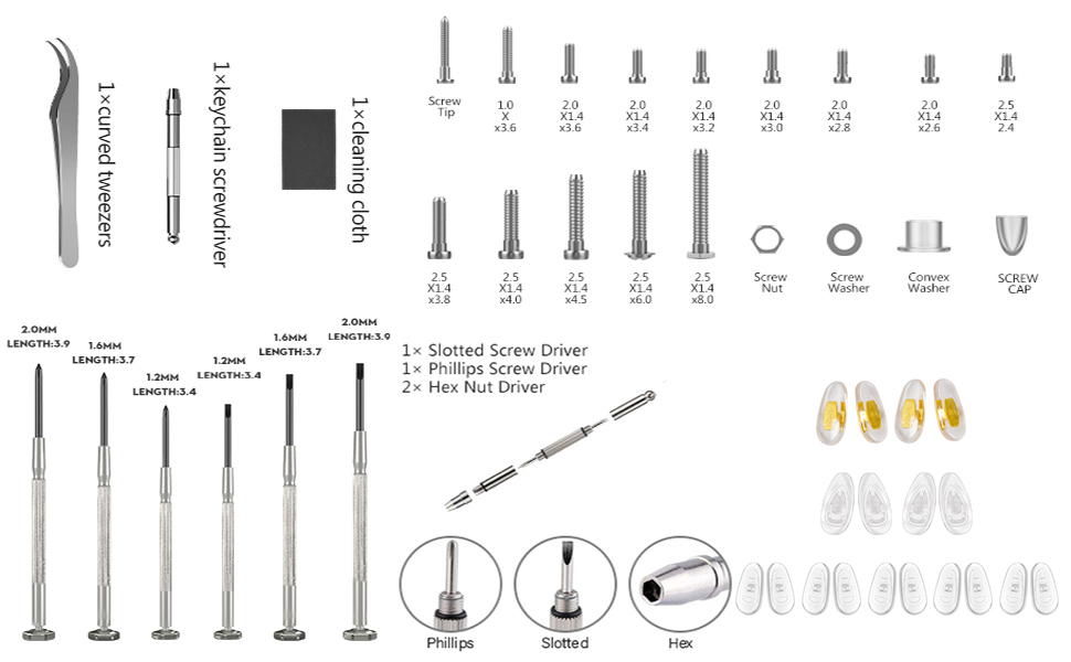 glasses repair kit with screws 