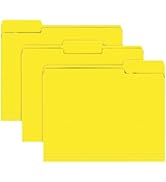 File Folder, RAZCC 150 Pack 1/3 Cut Tab File Folders Letter Size, Yellow, Folders with Tab in Lef...