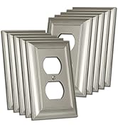 [10 Pack] BESTTEN Satin Nickel 1 Gang Zinc Alloy Duplex Wall Plate, Grand Collection Metal Decora...