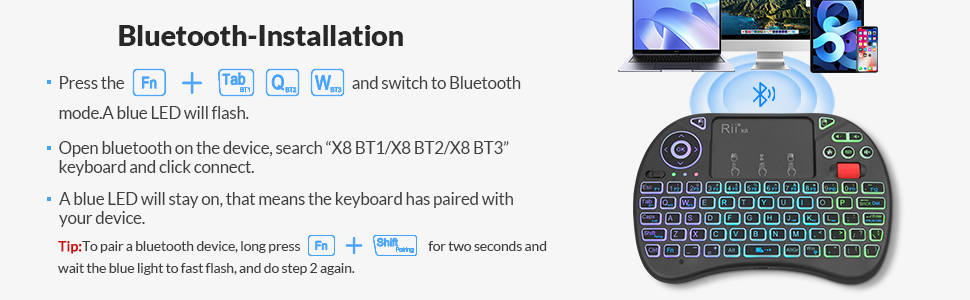 Rii X8 Bluetooth Keyboard How to connect by Bluetooth