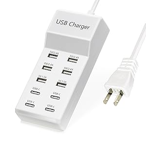 5V 10A(50W) USB Charging Station with 10-Port(6 USB-A Port &amp; 4 USB-C Port)