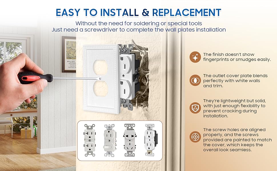 white light switch cover plate