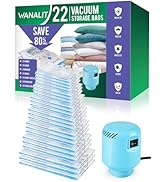 Vacuum Storage Bags with Electric Pump, New Air Valve Combo 22 Pack Compression Bag, Space Saving...