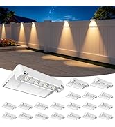 NIORSUN Solar Fence Lights Outdoor 20 Pack, IP65 Waterproof Large Size LED Solar Deck Lights with...