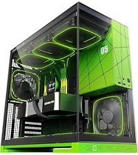 Geometric Future Model 3 Panoramic Tempered Glass Dual Chamber Micro-ATX Tower PC Case, 5 Pre-Instal...