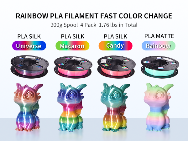 rainbow PLA filament fast color change