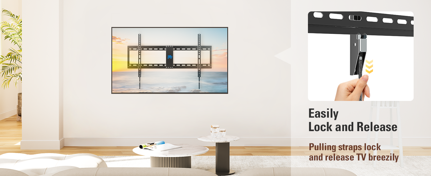 Easily Lock and Release Pulling straps lock and release TV breezily