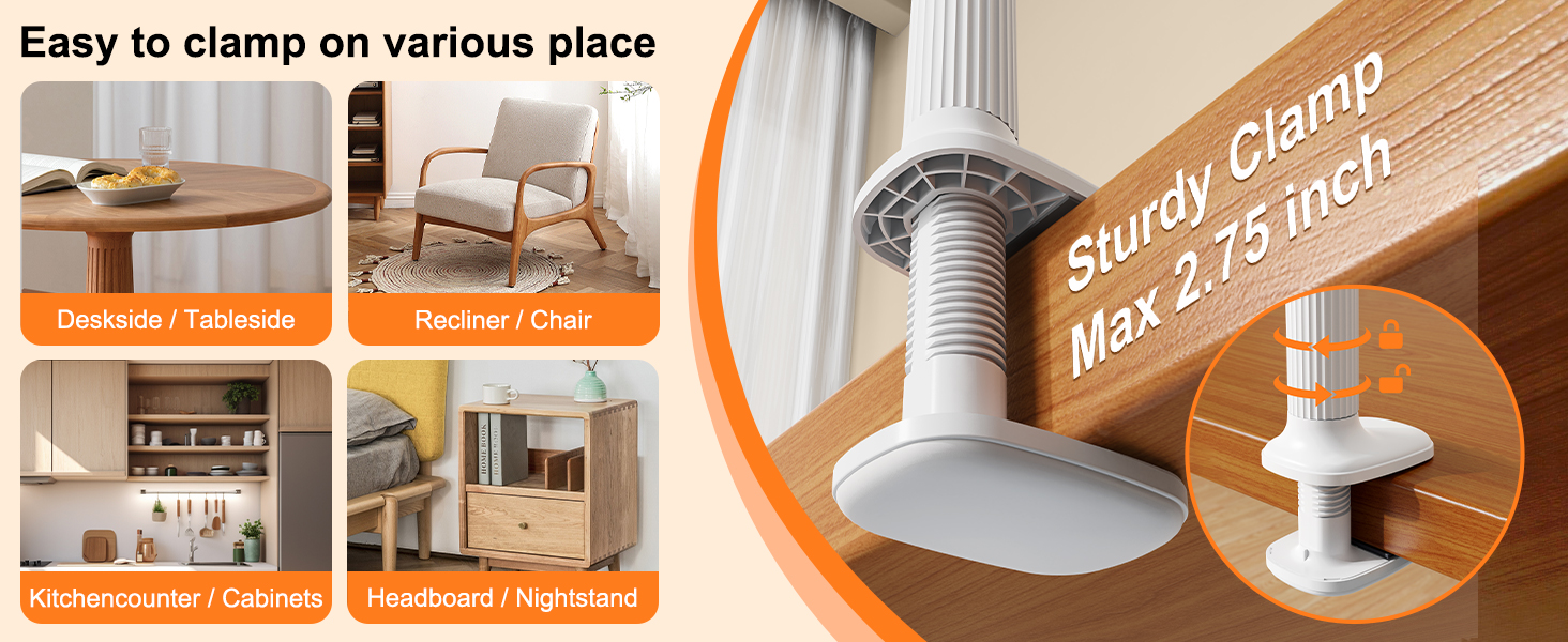 SCENEIN Gooseneck Tablet Holder for Bed, Flexible Long Arm Tablet Mount Stand for Reading in Bed