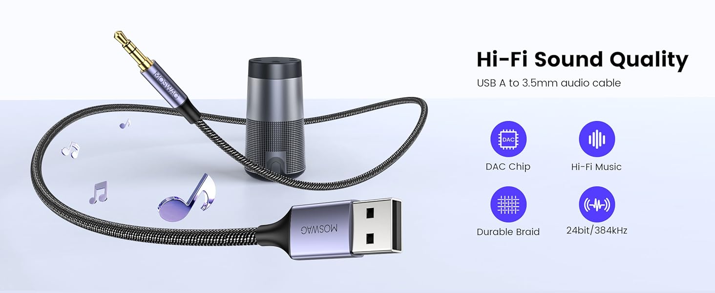 USB to 3.5mm Audio Stereo Cable