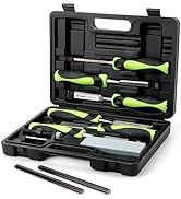 YOUGFIN Wood Wooking Tools Chisel Set for Wood Carving Professional 10 Pcs, CR-V Steel Beveled Ed...