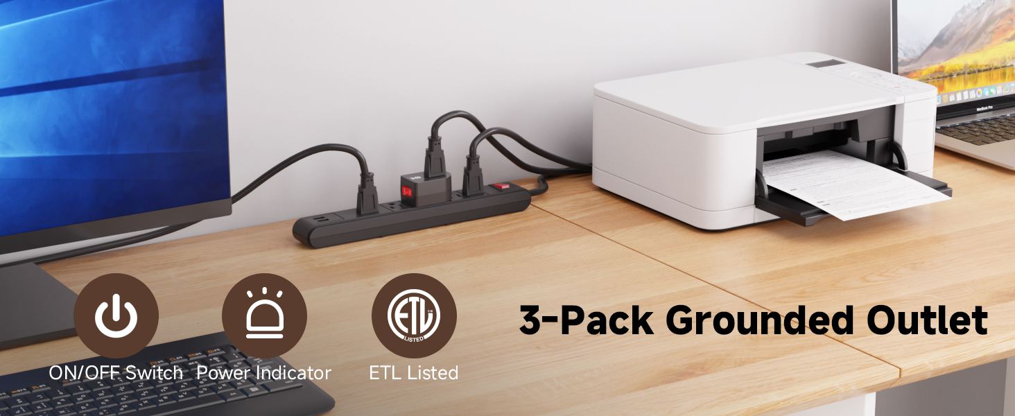 Grounded outlet switch with ON/OFF button for safety and energy savings