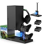 Vertical Cooling Stand for Xbox Series X Console - Dual Controller Charging Dock Station with 2 P...