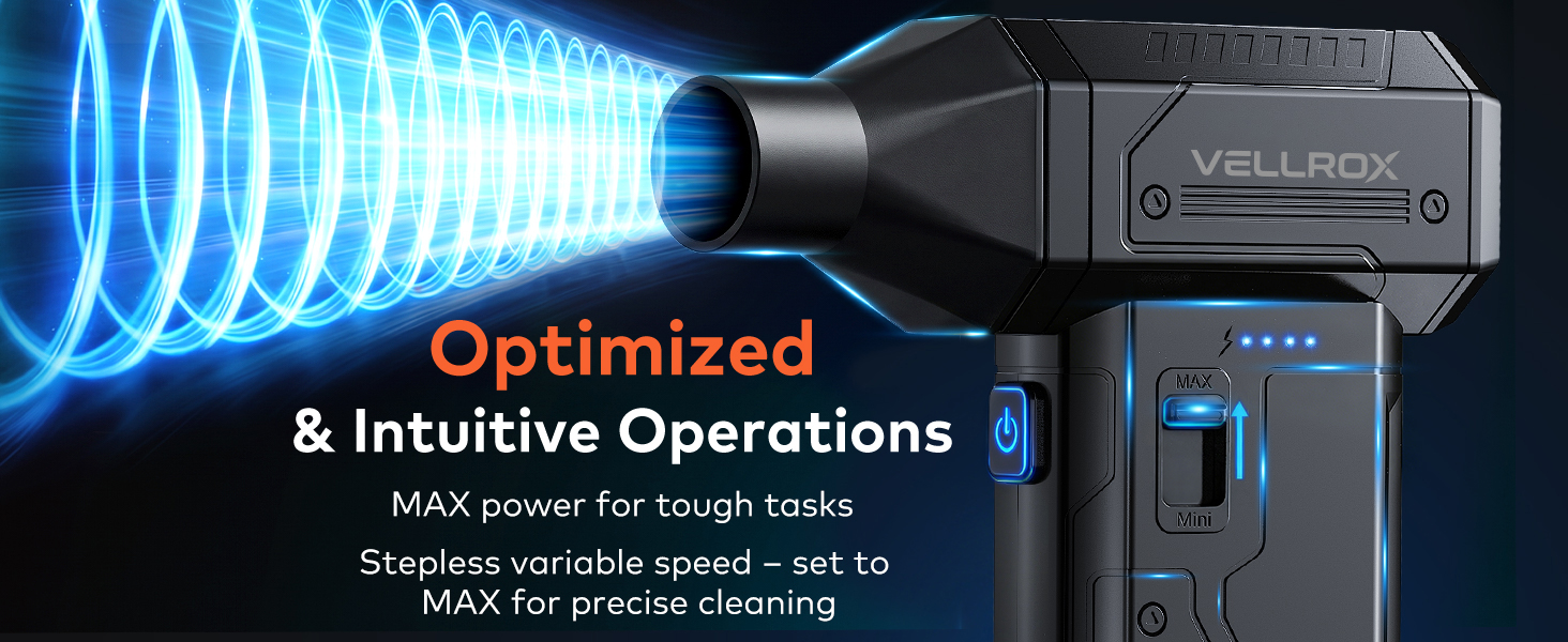 electric air duster with 130,000 RPM brushless motor, Stepless Variable Speed and low noise
