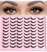 FARRED Lashes Natural False Eyelashes Wispy Fake Lash Strips 30 Pairs Cat Eye Mink Strip Eyelash ...