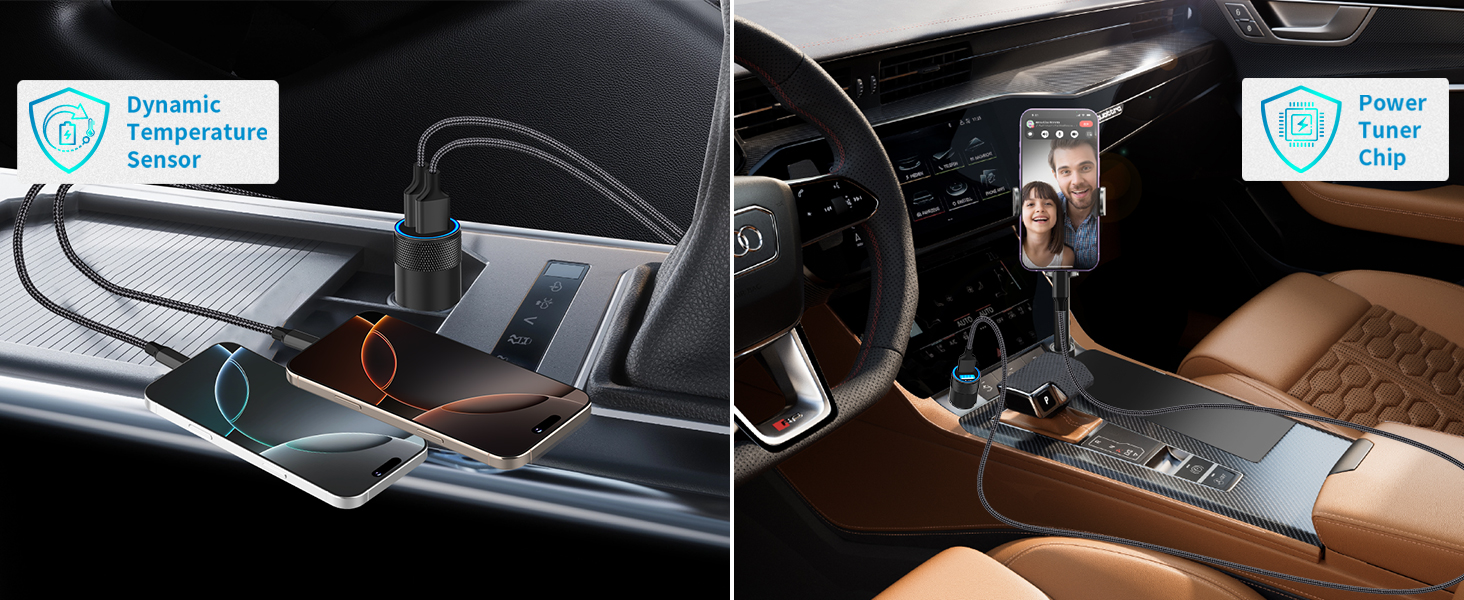 MFi Certified 4.8A USB Smart Power Cigarette Lighter USB Charger iPhone Car Charger Fast Charging