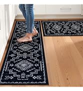 STARUIA Washable Kitchen Runner Rug, 2x6 Black Runner Rugs for Hallway, Non-Slip Western Aztec Tr...