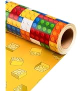 MAYPLUSS Wrapping Paper Roll - 17 Inch X 16.5 Feet Building Blocks Gift Wrap Featuring Colorful B...