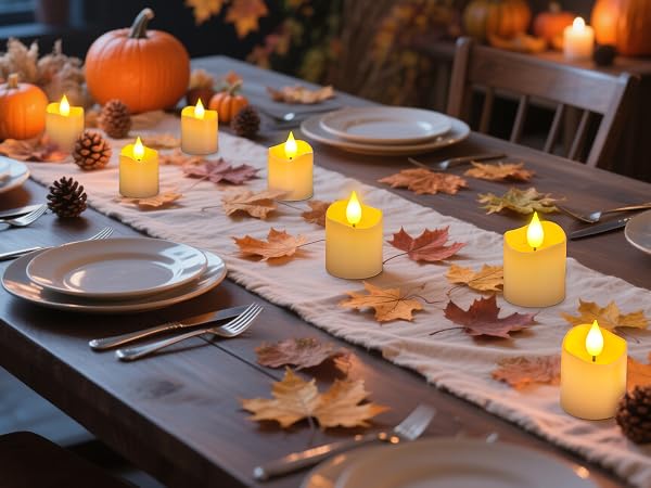 fall tea lights rechargeable led tealight candles for thanksgiving