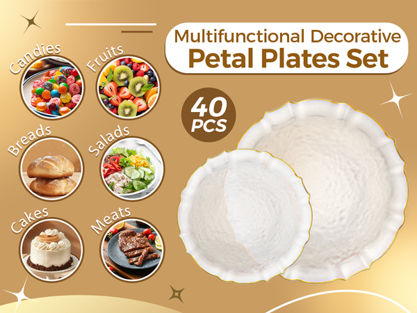 clear and gold plastic plates