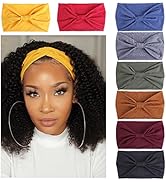 Kachanaa 8 Pack Wide Non-Slip Boho Women's Headband - Elastic Large African Turban Headwrap Ideal...