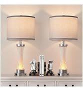 bdayanx 3-Way Dimmable Table Lamp Set of 2,Touch Control Lamp with Night Light,Modern Crystal Tab...