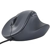 ELECOM Wired USB Ergonomic Shape Mouse, Silent Click, Right Hand, 2000DPI, 5 Buttons, Optocal Sen...