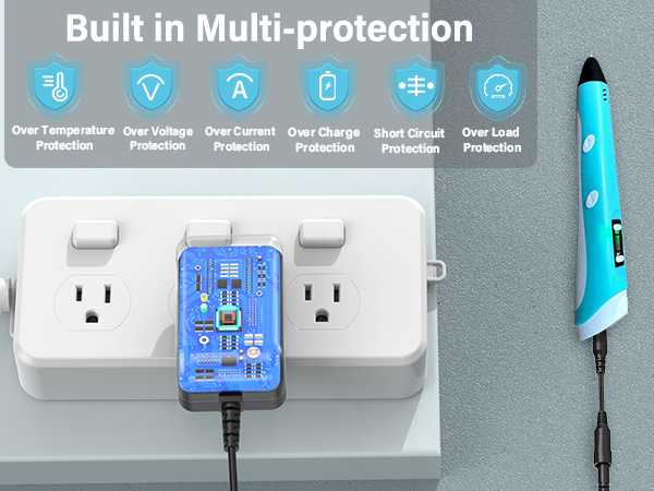 Power Supply Plug AC DC Adapter for SCRIB3D P1 3D Advanced Printing Printer Pen