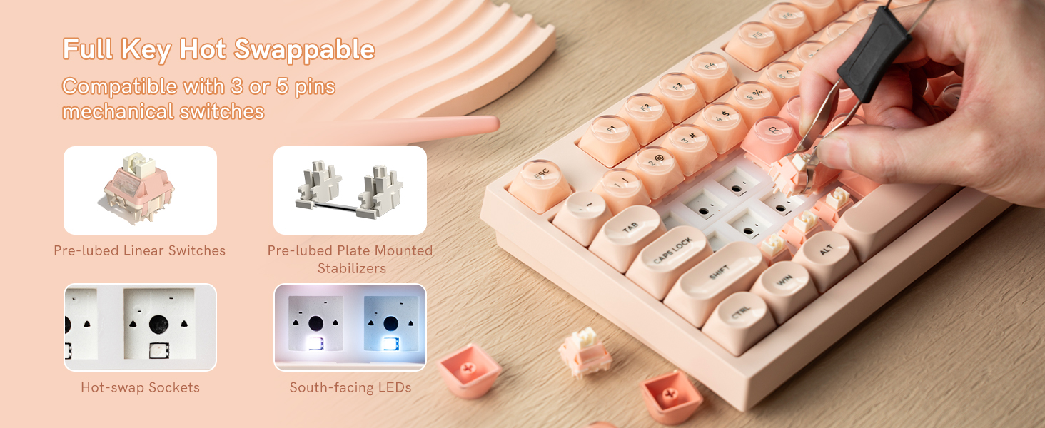 This is a mechanical keyboard featuring full-key hot-swappable functionality