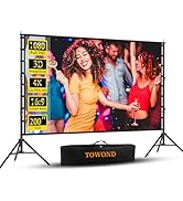 Outdoor Projector Screen with Stand, TOWOND 200 Inch Portable Projection Screen - Dual-Sided 16:9...