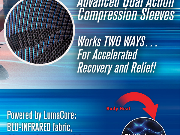 Copper Fit Mobilizer compression sleeve fabric detail showing dual action support technology.