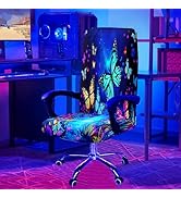 Simpkeely Blacklight Stretch Printed Computer Office Chair Covers, UV Reactive Colorful Butterfly...
