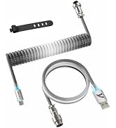 ATTACK SHARK C01ULTIMATE Custom Coiled USB C Cable for Mechanical Gaming Keyboard,RGB Lightning C...