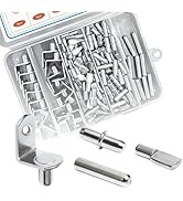 JUNYAOHSU 120Pcs Shelf Support Peg Pins Kit, 4 Styles Nickel Plated Shelf Support Pegs,Bookshelf ...