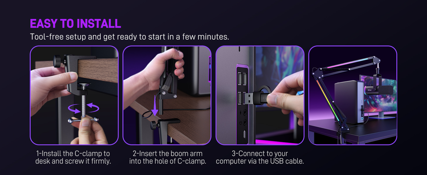 table arm boom with c-calmp