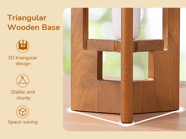 Triangular Wooden Base Table Lamp