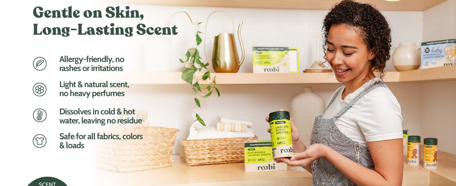 Boost scent with hypoallergenic, fragrance-rich laundry beads that dissolve in hot or cold water