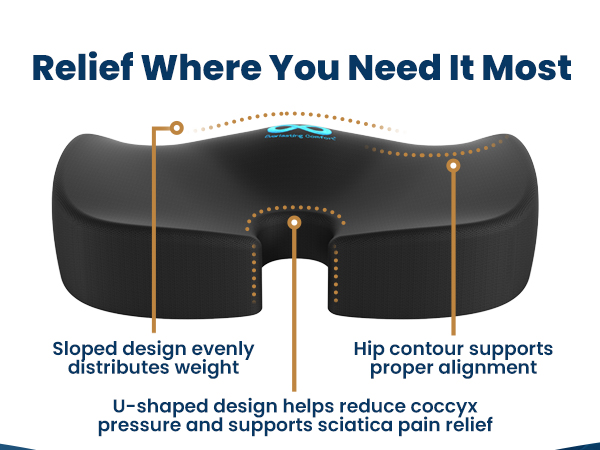 Memory Foam Seat Cushion Office Chair Car Ergonomic Accessories Tailbone Pain Relief Sciatica