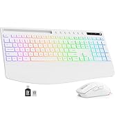 Trueque Wireless Keyboard and Mouse Combo, 4000mAh Rechargeable Backlit Keyboard with Wrist Rest ...