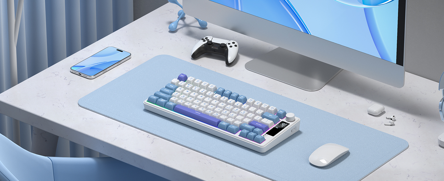 Pink Gaming Keyboard Wireless Creamy Computer Keyboards