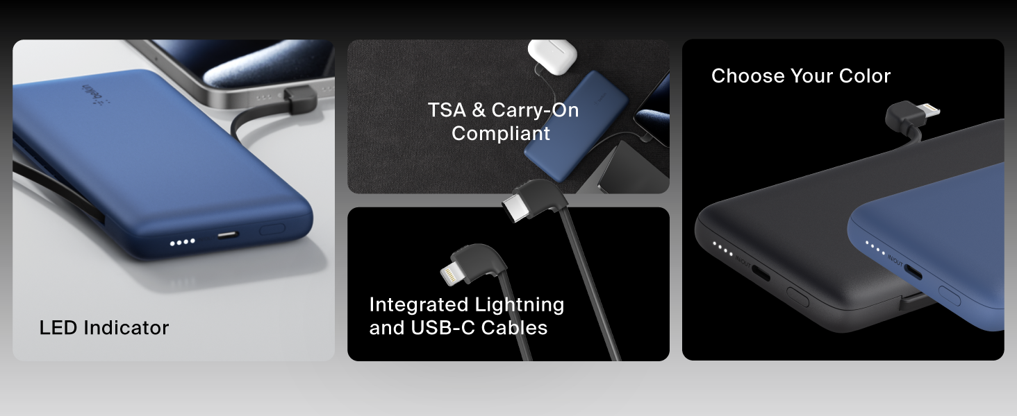 Image of power block with usb c cables with text reading convenient pass through charging.